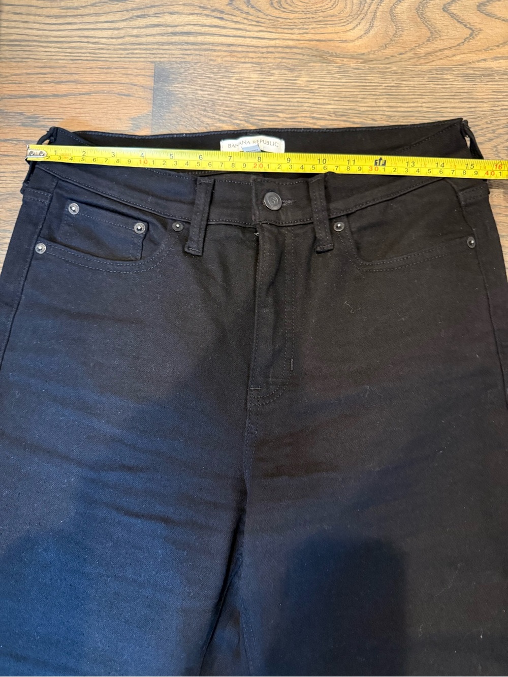 Banana Republic Black High-Rise Flare Jeans, like new, worn once, size 30. - Picture 5 of 9